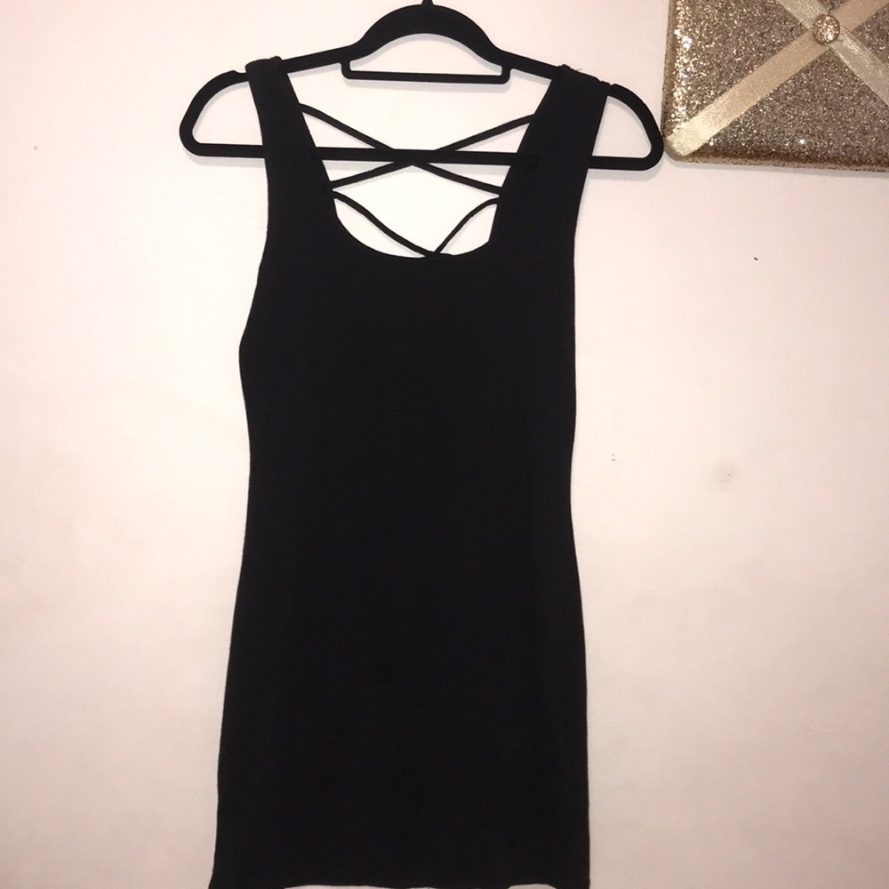 Plain black mini dress